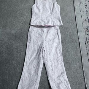 Elegant White Eyelet Women's Jumpsuit